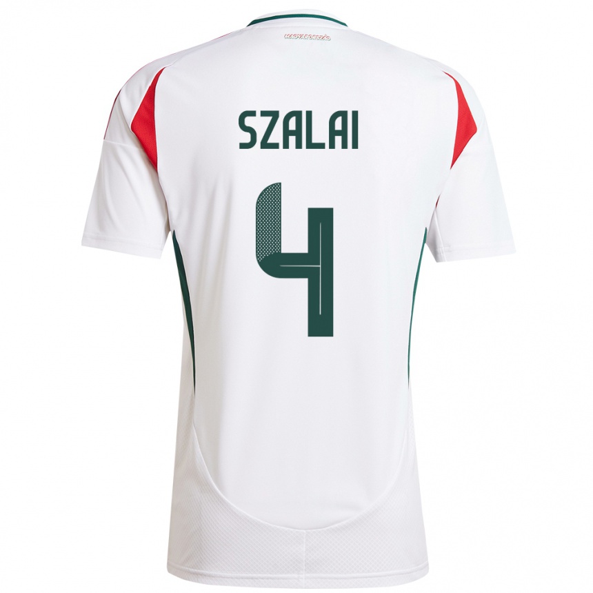Women Football Hungary Attila Szalai #4 White Away Jersey 24-26 T-Shirt