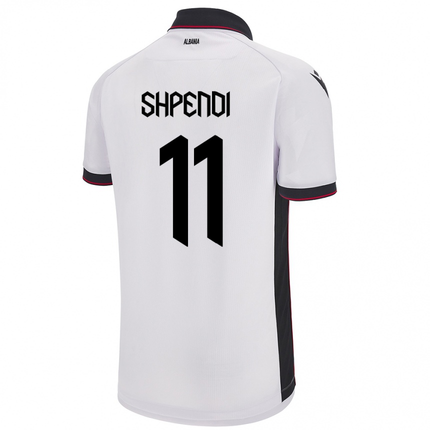 Women Football Albania Stiven Shpendi #11 White Away Jersey 24-26 T-Shirt