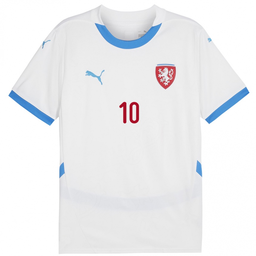 Women Football Czech Republic David Vesely #10 White Away Jersey 24-26 T-Shirt