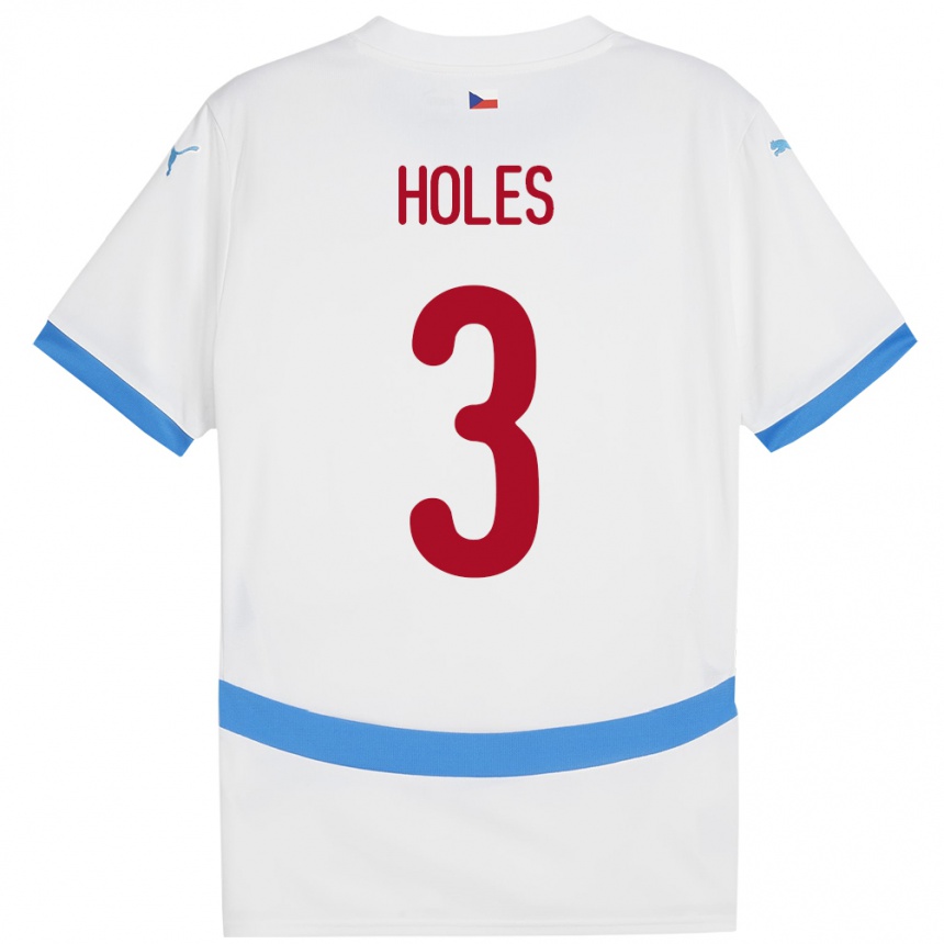 Women Football Czech Republic Tomas Holes #3 White Away Jersey 24-26 T-Shirt