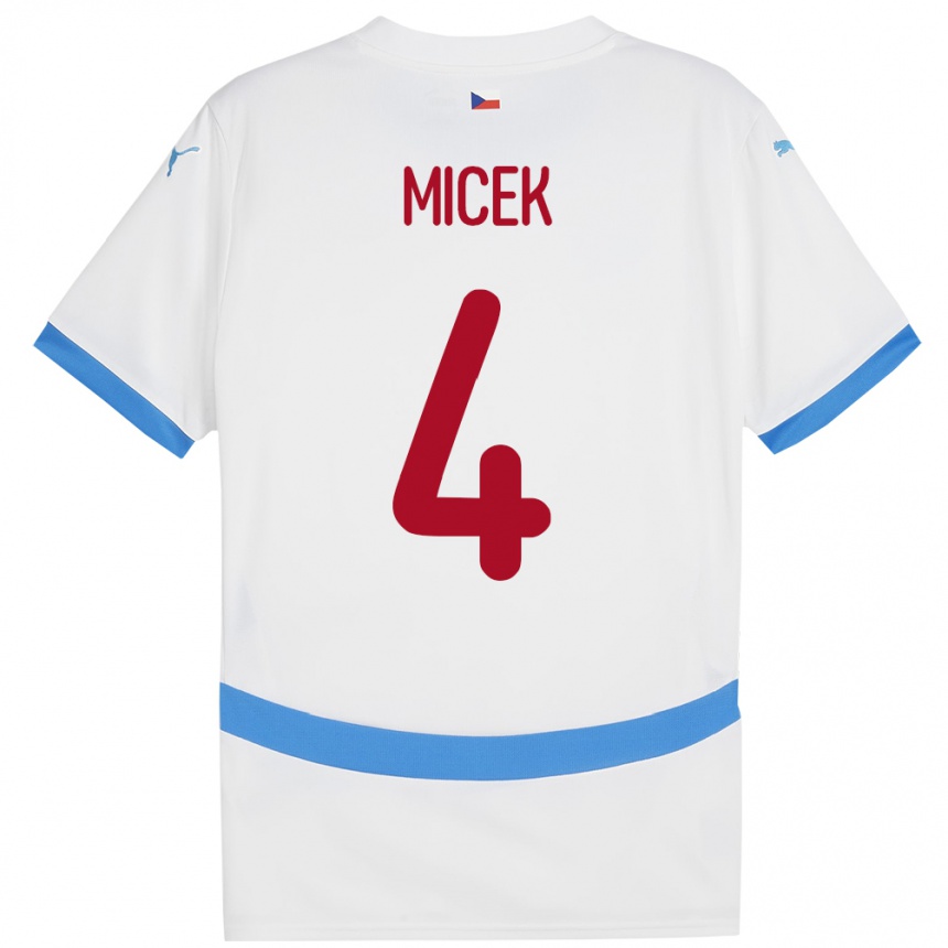 Women Football Czech Republic Jiri Micek #4 White Away Jersey 24-26 T-Shirt