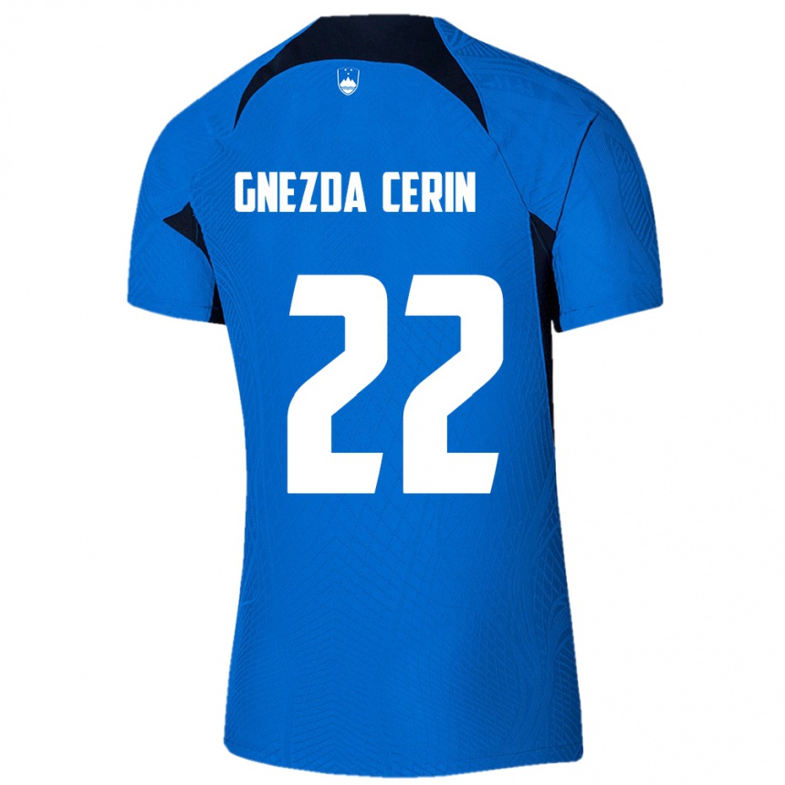 Women Football Slovenia Adam Gnezda Cerin #22 Blue Away Jersey 24-26 T-Shirt