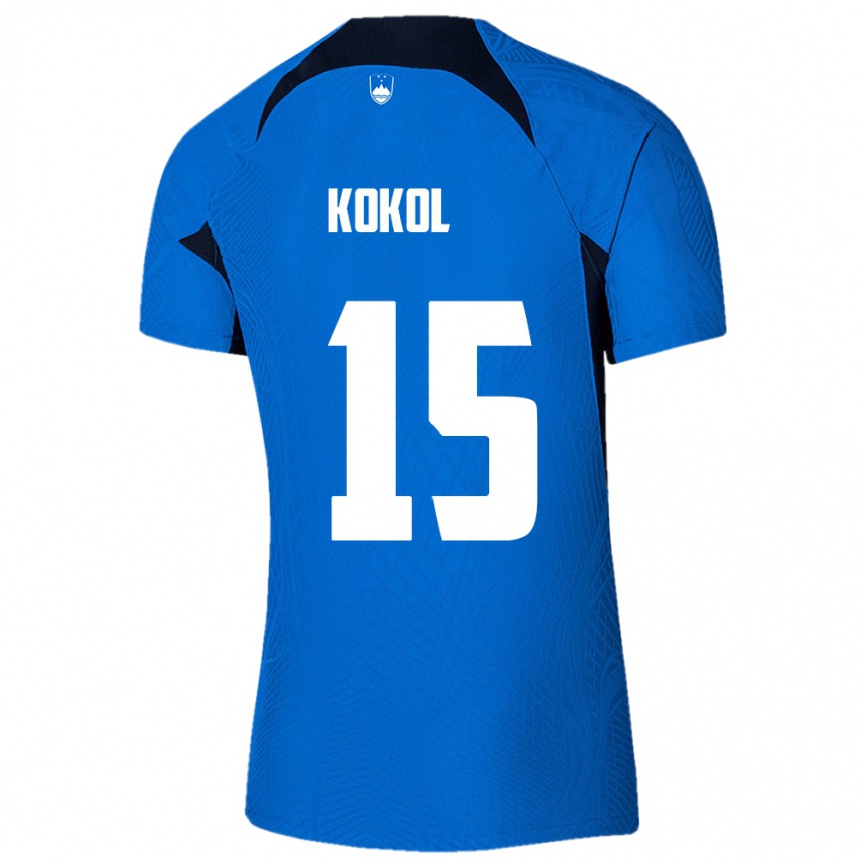 Women Football Slovenia Luka Kokol #15 Blue Away Jersey 24-26 T-Shirt