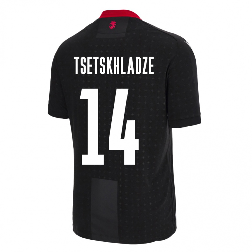 Women Football Georgia Nikoloz Tsetskhladze #14 Black Away Jersey 24-26 T-Shirt