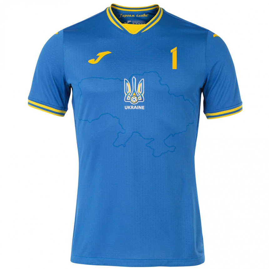 Women Football Ukraine Georgiy Bushchan #1 Blue Away Jersey 24-26 T-Shirt