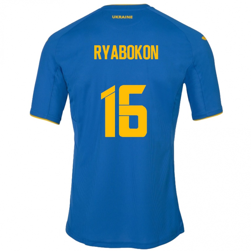 Women Football Ukraine Yevgeniy Ryabokon #16 Blue Away Jersey 24-26 T-Shirt