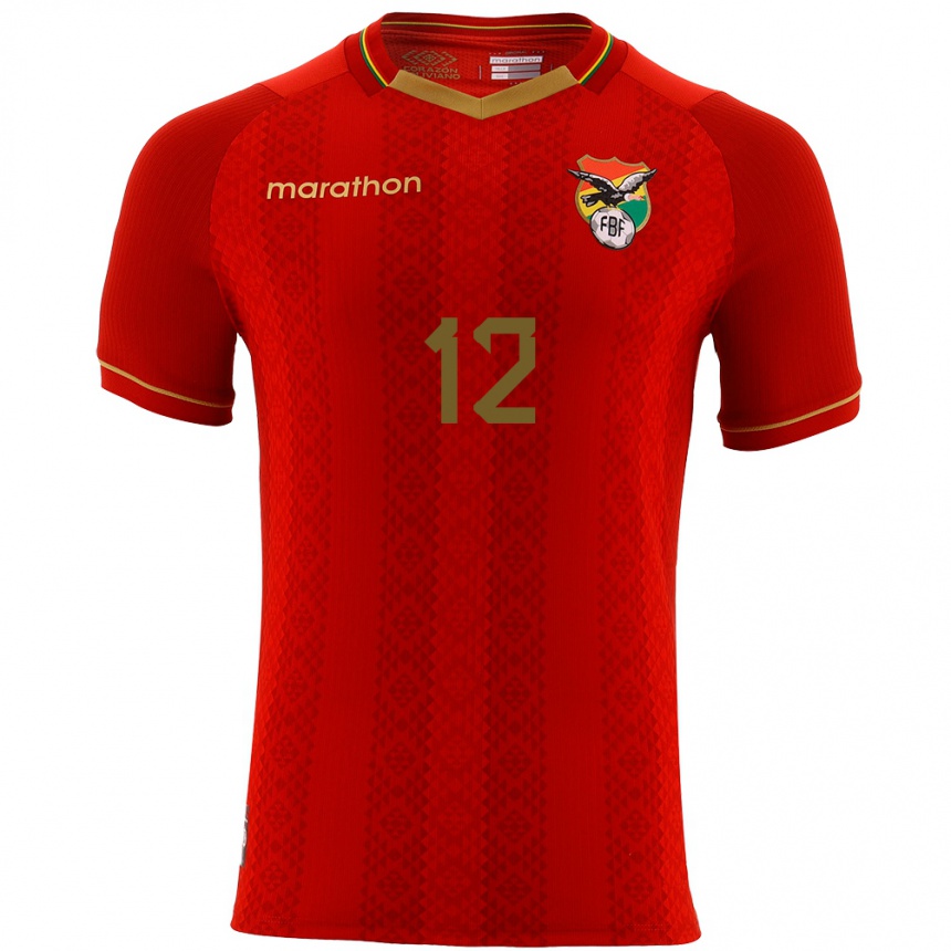 Women Football Bolivia Vanessa Ojeda #12 Red Away Jersey 24-26 T-Shirt