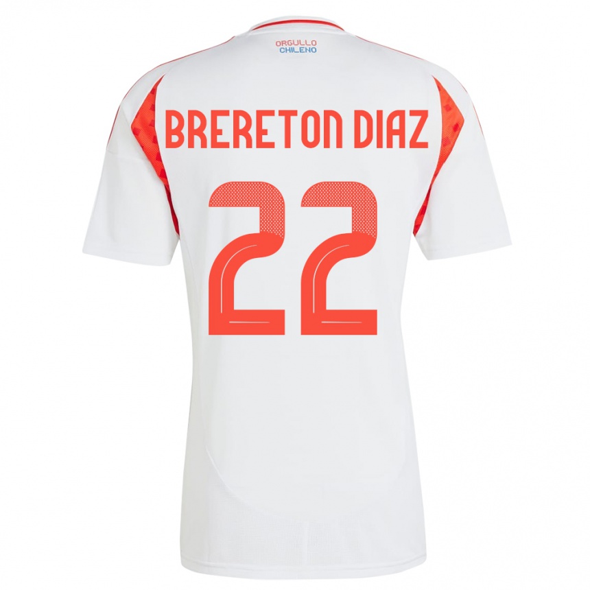 Women Football Chile Ben Brereton Díaz #22 White Away Jersey 24-26 T-Shirt