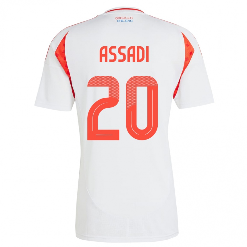 Women Football Chile Lucas Assadi #20 White Away Jersey 24-26 T-Shirt