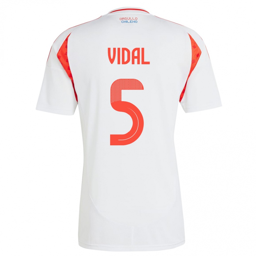 Women Football Chile Valentín Vidal #5 White Away Jersey 24-26 T-Shirt