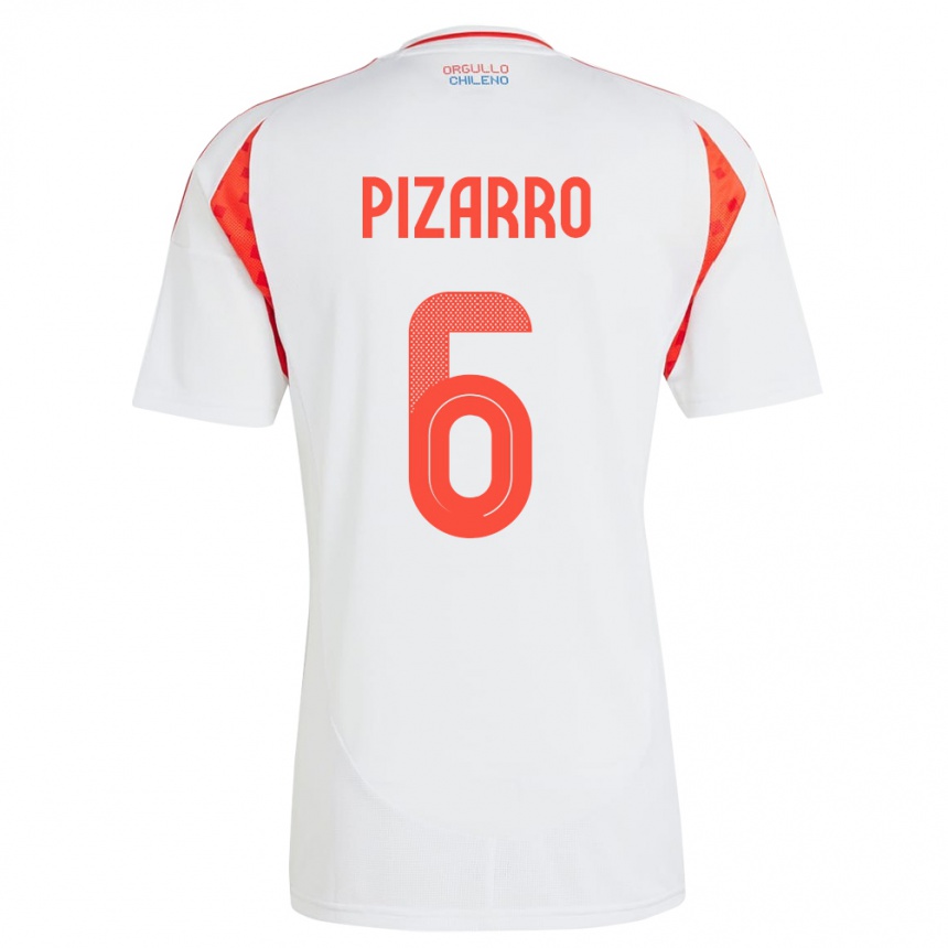 Women Football Chile Vicente Pizarro #6 White Away Jersey 24-26 T-Shirt