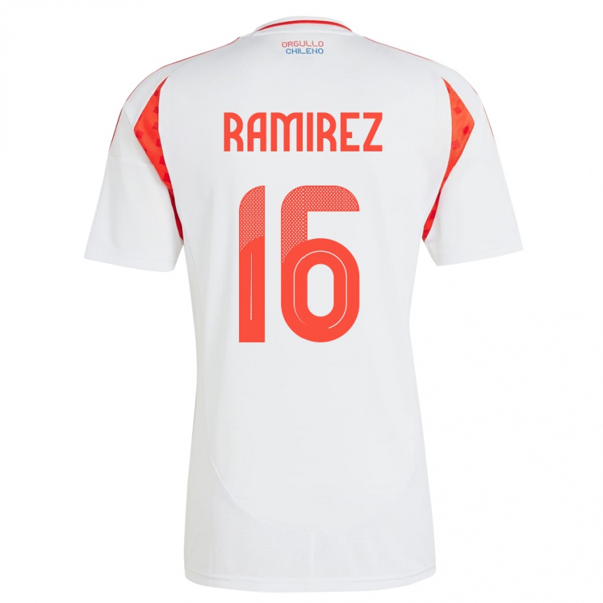 Women Football Chile Vicente Ramírez #16 White Away Jersey 24-26 T-Shirt