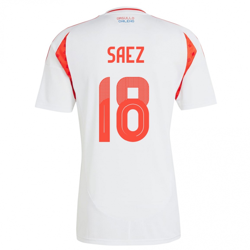 Women Football Chile Camila Sáez #18 White Away Jersey 24-26 T-Shirt