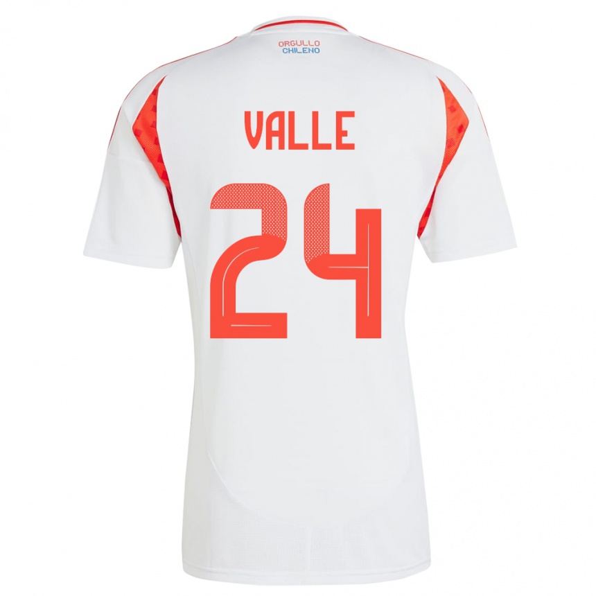 Women Football Chile Alessandra Valle #24 White Away Jersey 24-26 T-Shirt
