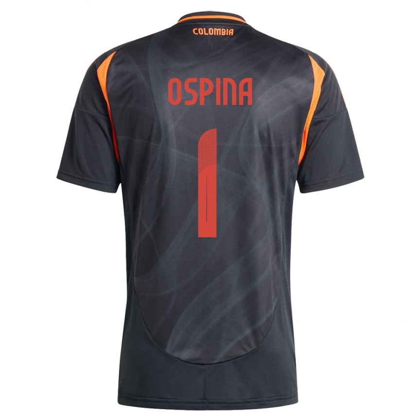 Women Football Colombia David Ospina #1 Black Away Jersey 24-26 T-Shirt
