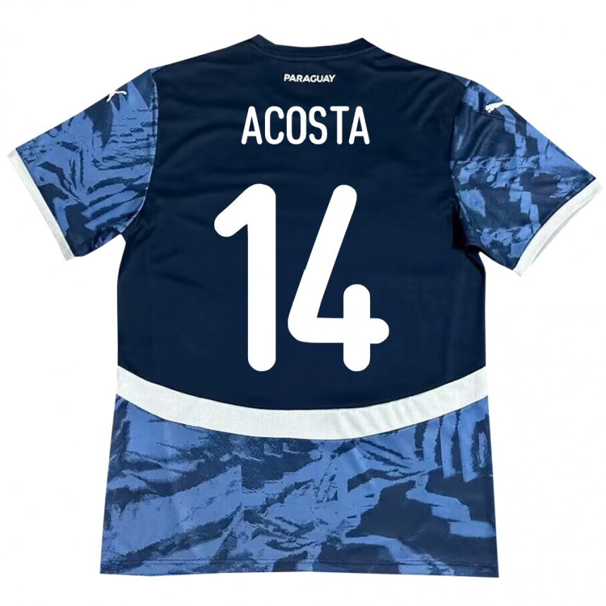 Women Football Paraguay Emilio Acosta #14 Blue Away Jersey 24-26 T-Shirt