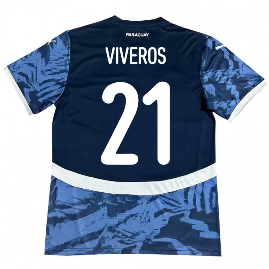 Women Football Paraguay Fernando Viveros #21 Blue Away Jersey 24-26 T-Shirt