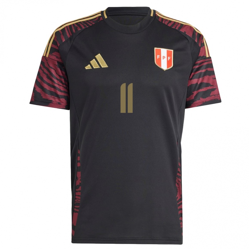Women Football Peru Bryan Reyna #11 Black Away Jersey 24-26 T-Shirt