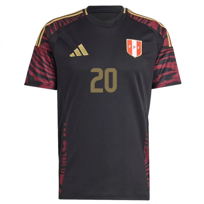 Women Football Peru Juan Pablo Goicochea #20 Black Away Jersey 24-26 T-Shirt