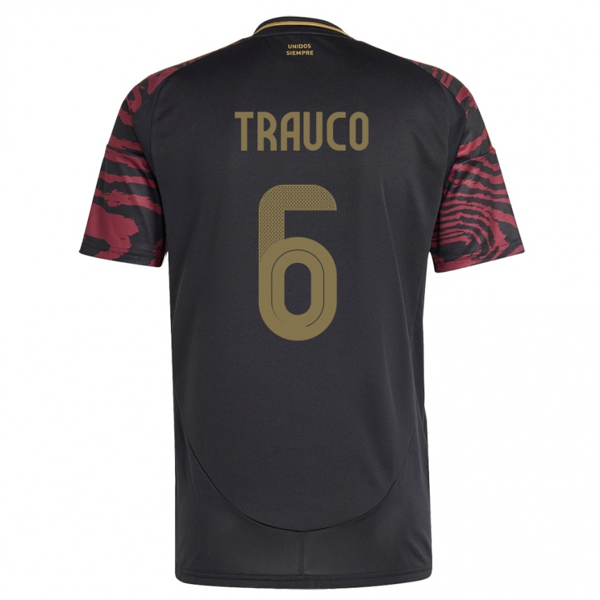 Women Football Peru Miguel Trauco #6 Black Away Jersey 24-26 T-Shirt