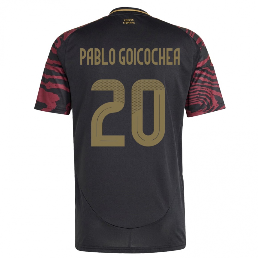 Women Football Peru Juan Pablo Goicochea #20 Black Away Jersey 24-26 T-Shirt