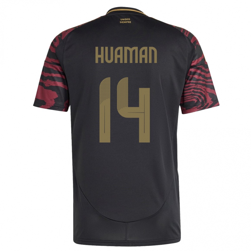 Women Football Peru Marco Huamán #14 Black Away Jersey 24-26 T-Shirt