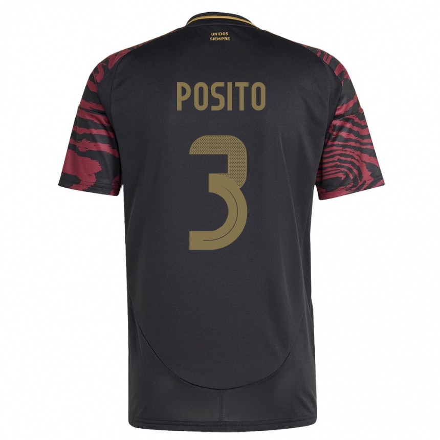 Women Football Peru Alejandro Pósito #3 Black Away Jersey 24-26 T-Shirt
