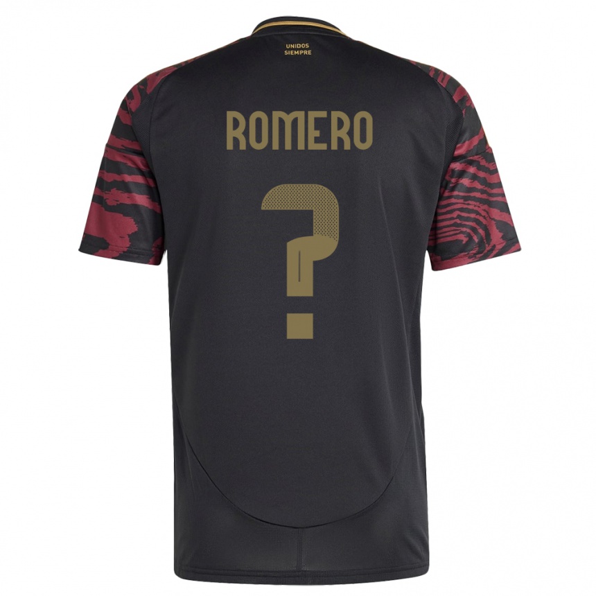 Women Football Peru José Romero #0 Black Away Jersey 24-26 T-Shirt
