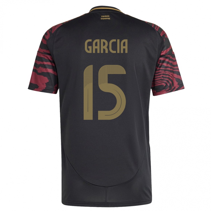 Women Football Peru Jonathan García #15 Black Away Jersey 24-26 T-Shirt