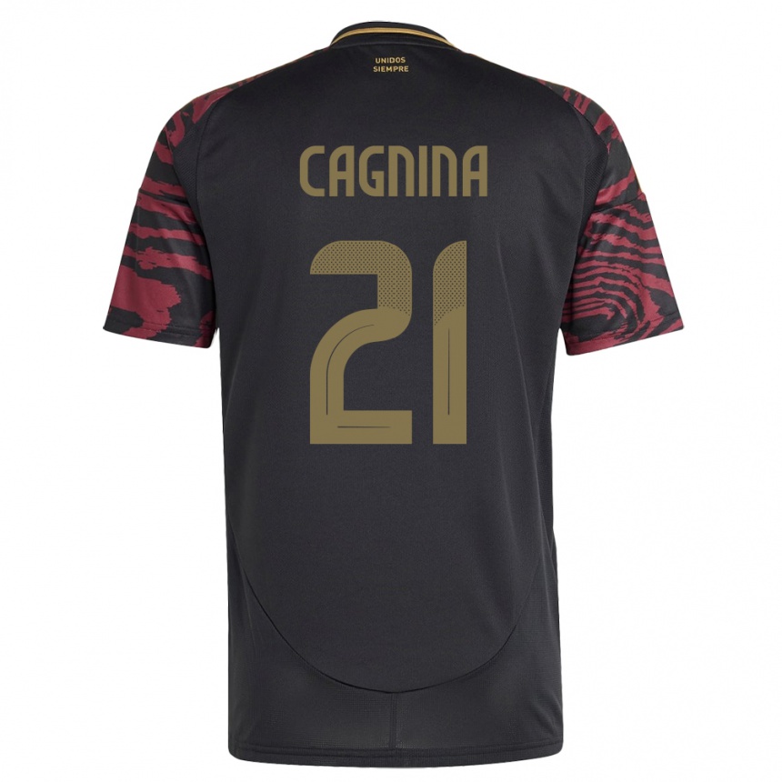 Women Football Peru Grace Cagnina #21 Black Away Jersey 24-26 T-Shirt