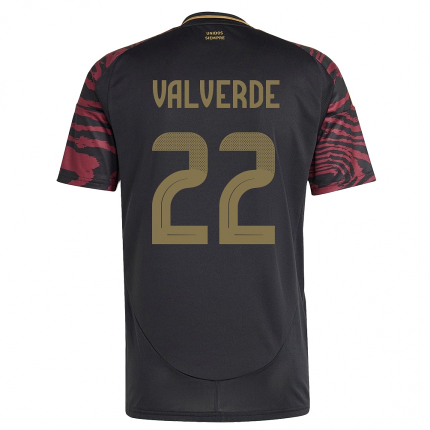 Women Football Peru Malena Valverde #22 Black Away Jersey 24-26 T-Shirt