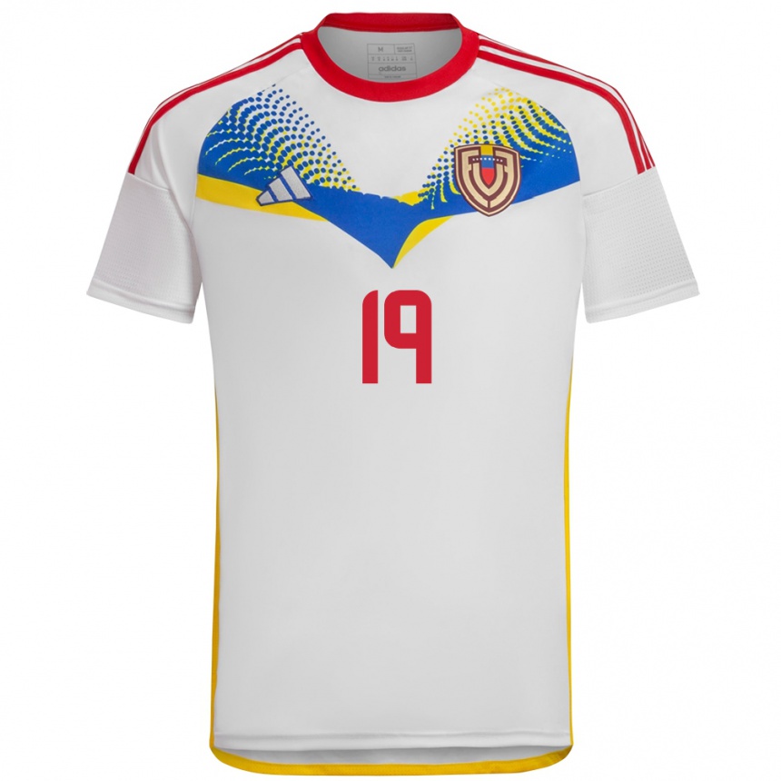 Women Football Venezuela Brayan Alcocer #19 White Away Jersey 24-26 T-Shirt