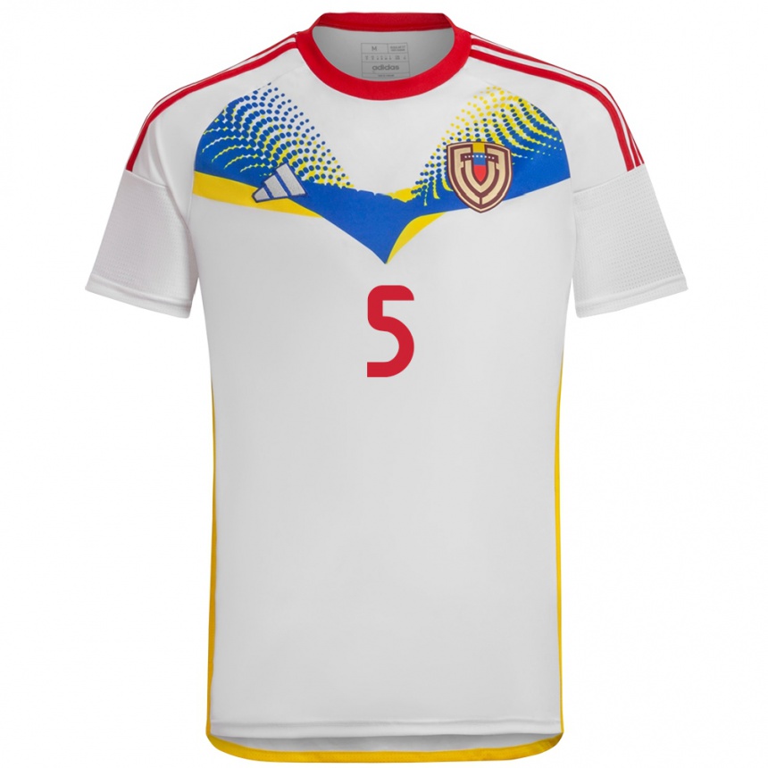 Women Football Venezuela Yenifer Giménez #5 White Away Jersey 24-26 T-Shirt