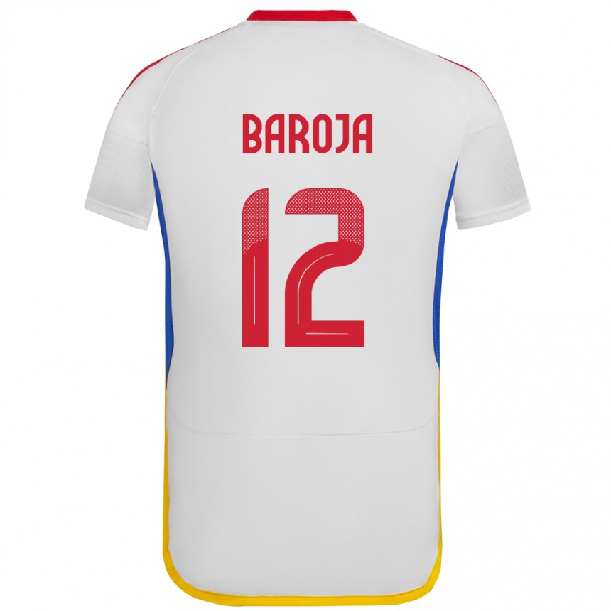 Women Football Venezuela Alain Baroja #12 White Away Jersey 24-26 T-Shirt