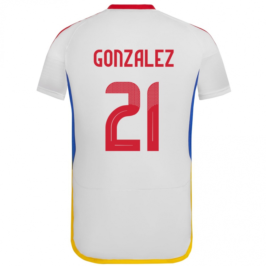 Women Football Venezuela Alexander González #21 White Away Jersey 24-26 T-Shirt