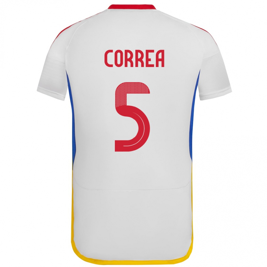 Women Football Venezuela José Correa #5 White Away Jersey 24-26 T-Shirt