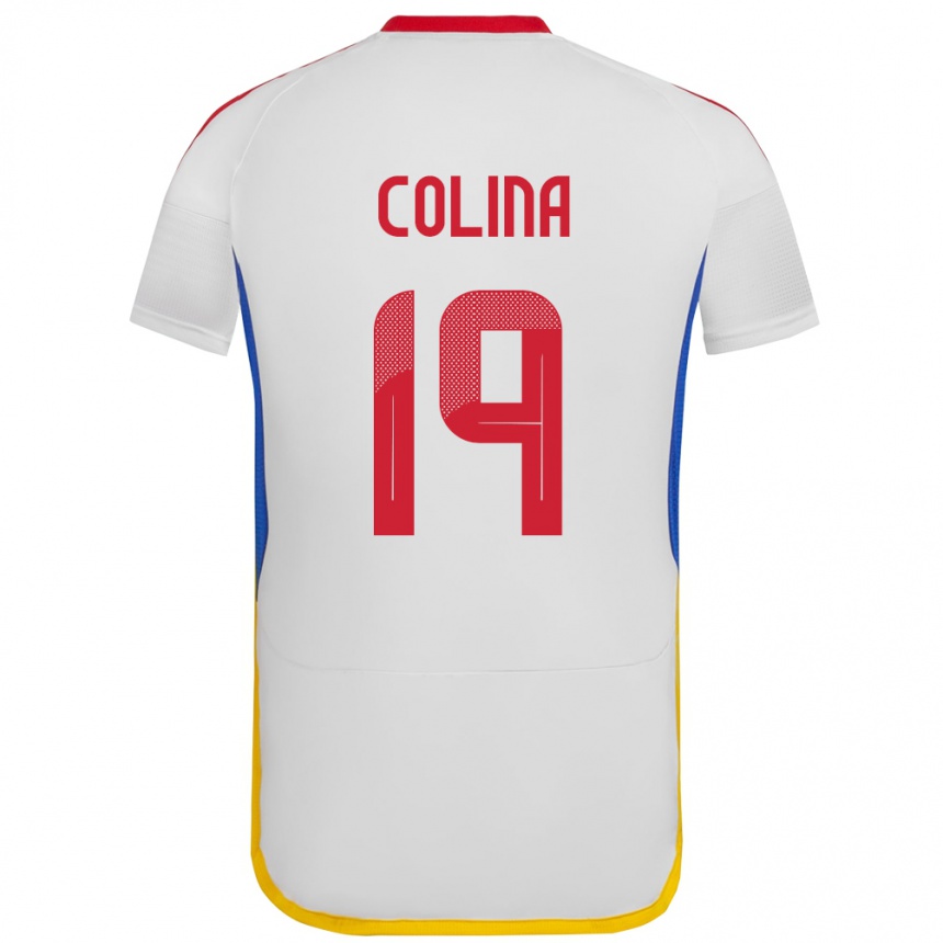 Women Football Venezuela Junior Colina #19 White Away Jersey 24-26 T-Shirt