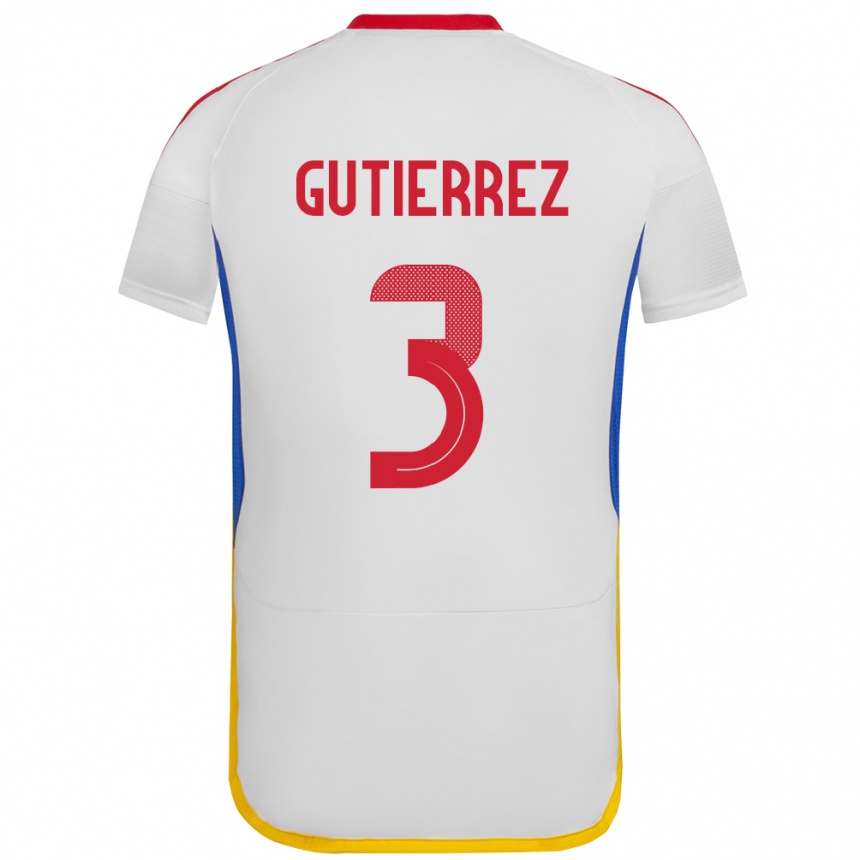 Women Football Venezuela Nairelis Gutiérrez #3 White Away Jersey 24-26 T-Shirt