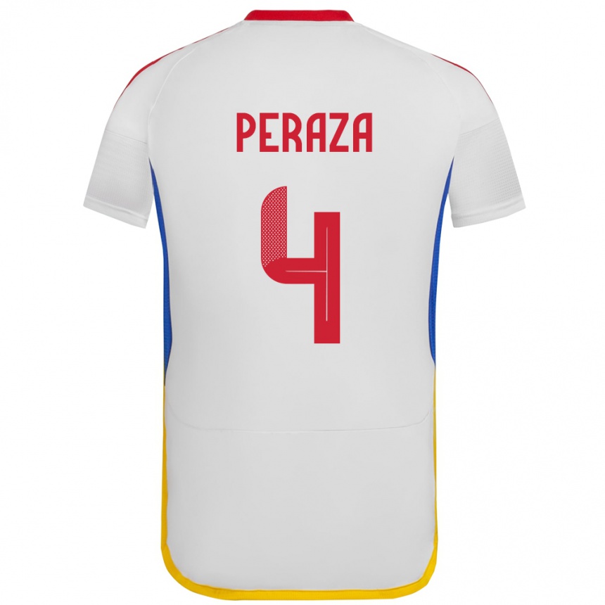 Women Football Venezuela María Peraza #4 White Away Jersey 24-26 T-Shirt