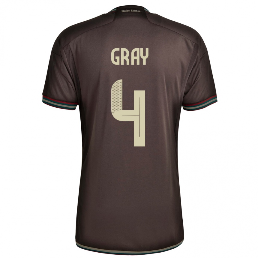 Women Football Jamaica Tayvon Gray #4 Night Brown Away Jersey 24-26 T-Shirt