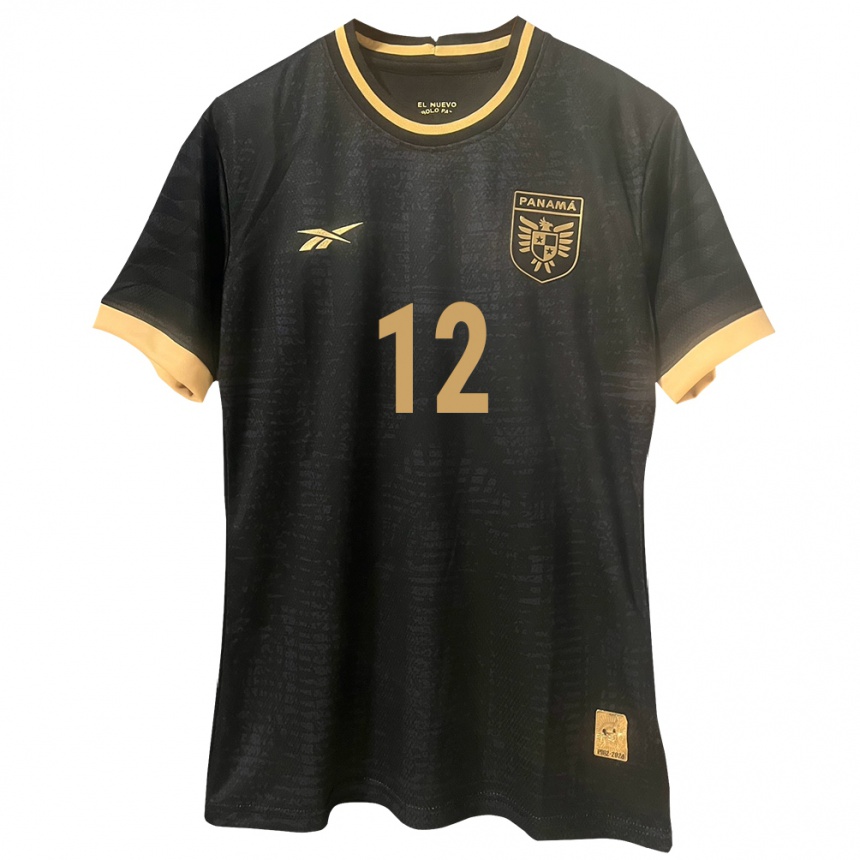 Women Football Panama Stephani Vargas #12 Black Away Jersey 24-26 T-Shirt