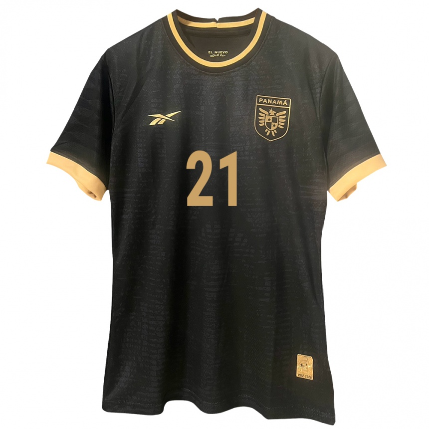 Women Football Panama Alberto Ruiz #21 Black Away Jersey 24-26 T-Shirt
