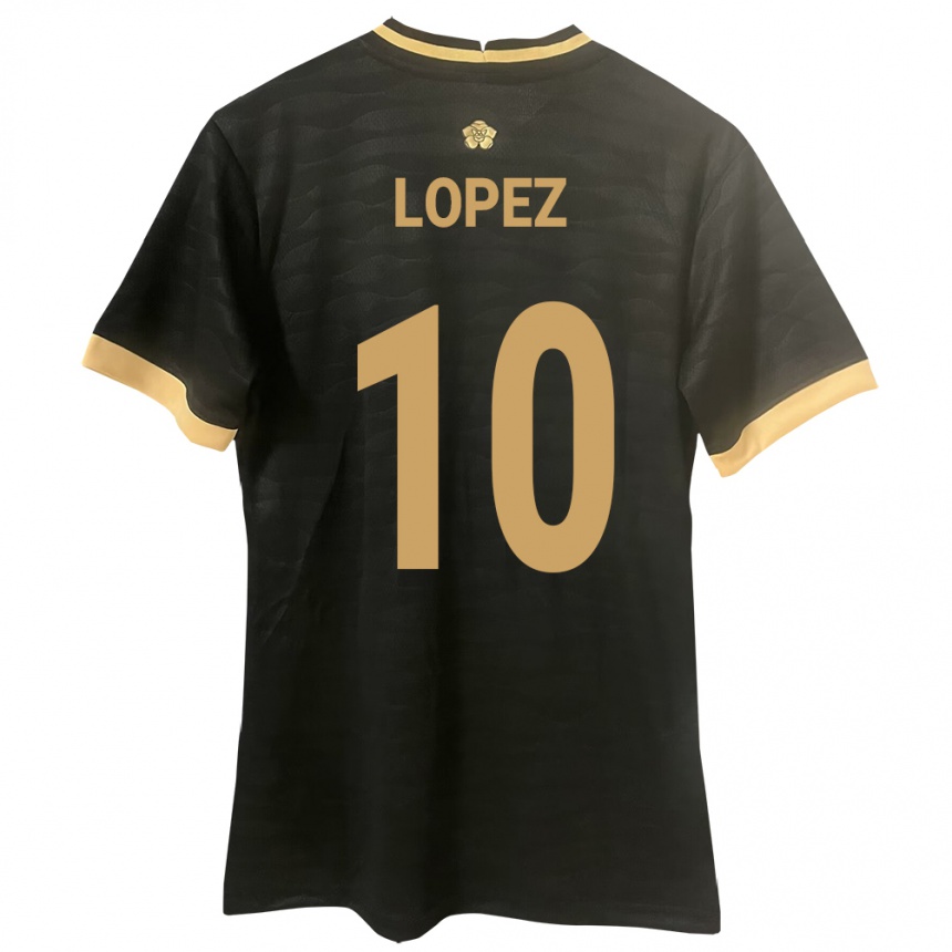 Women Football Panama Ovidio Lopez #10 Black Away Jersey 24-26 T-Shirt