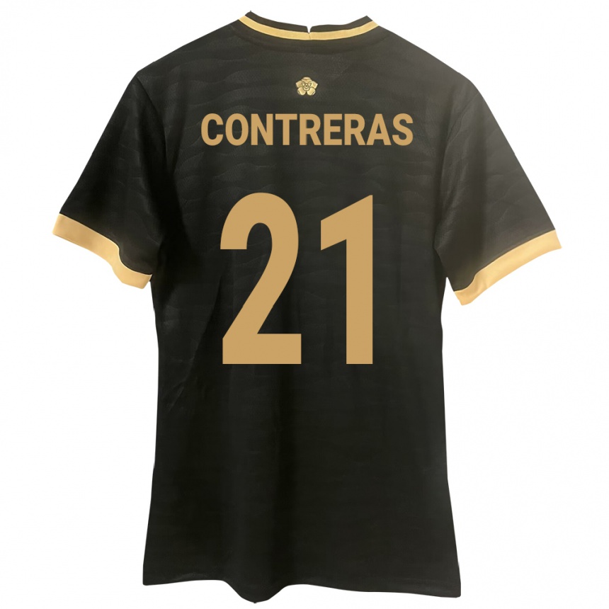 Women Football Panama Davis Contreras #21 Black Away Jersey 24-26 T-Shirt