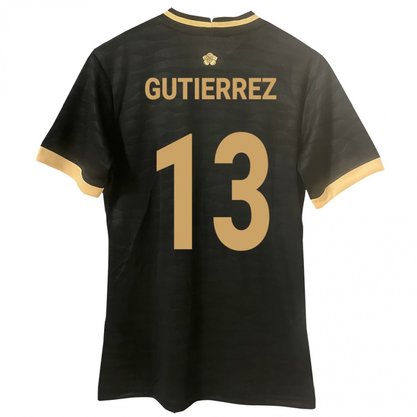Women Football Panama Mickeylis Gutiérrez #13 Black Away Jersey 24-26 T-Shirt