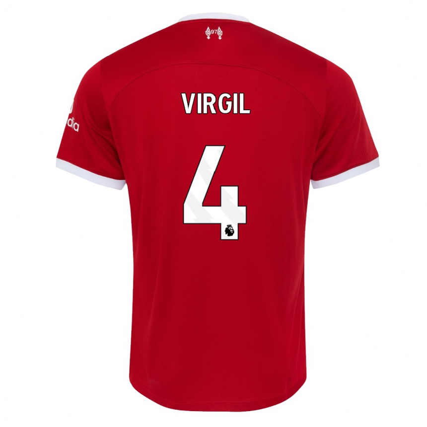 Kids  Virgil Van Dijk #4 Red Home Jersey 2023/24 T-Shirt