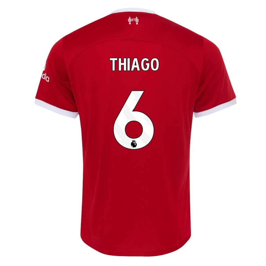 Kids  Thiago #6 Red Home Jersey 2023/24 T-Shirt