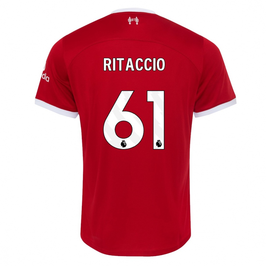 Kids  Matteo Ritaccio #61 Red Home Jersey 2023/24 T-Shirt