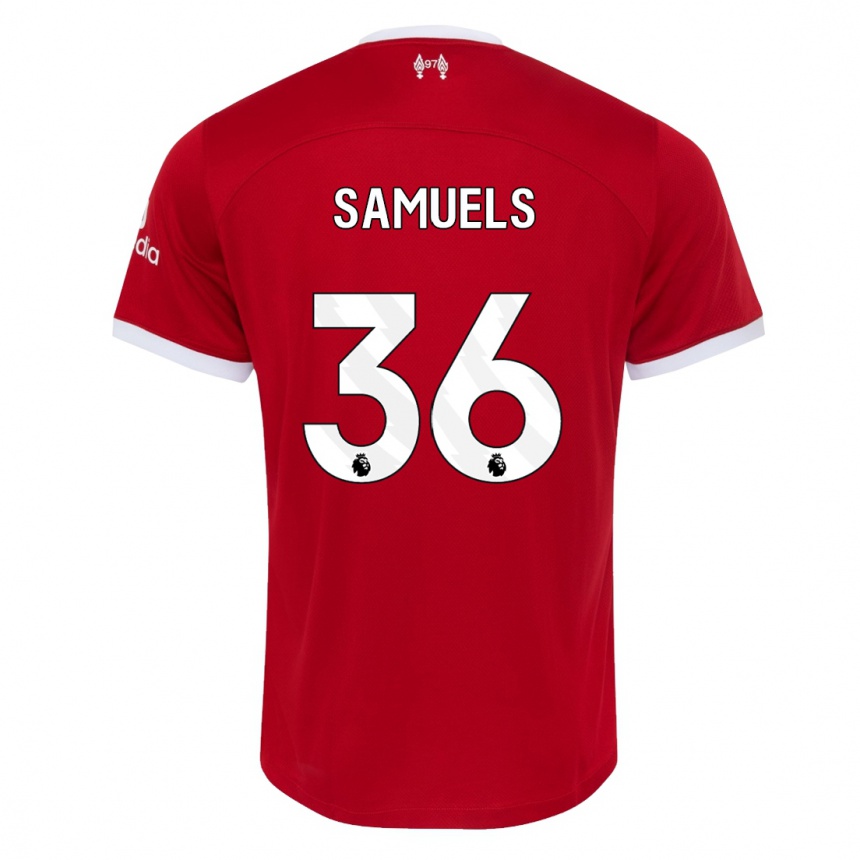 Kids  Kerron Samuels #36 Red Home Jersey 2023/24 T-Shirt