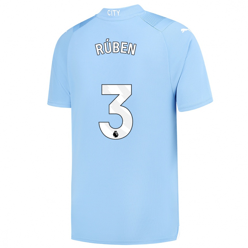 Kids  Ruben Dias #3 Light Blue Home Jersey 2023/24 T-Shirt